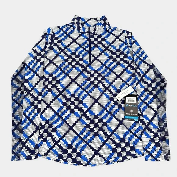 IBKUL 1/4 Zip Pullover Women Small Sonika Blue Navy UPF 50 Mesh Long Sleeve New - Picture 3 of 8